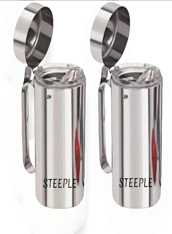 STEEPLE Oil Dispenser 1 Litre | Kitchen Set | Oil Container | Oil Bottle | Cooking Oil Dispenser For Home & Resturants 1000 ml ( Pack Of 2 Sliver) - Image 1